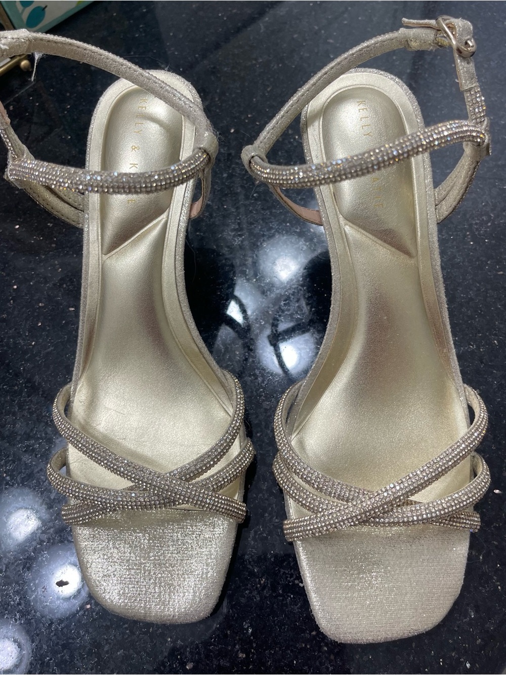 Kelly & Katie Sparkling Gold Strappy Heels